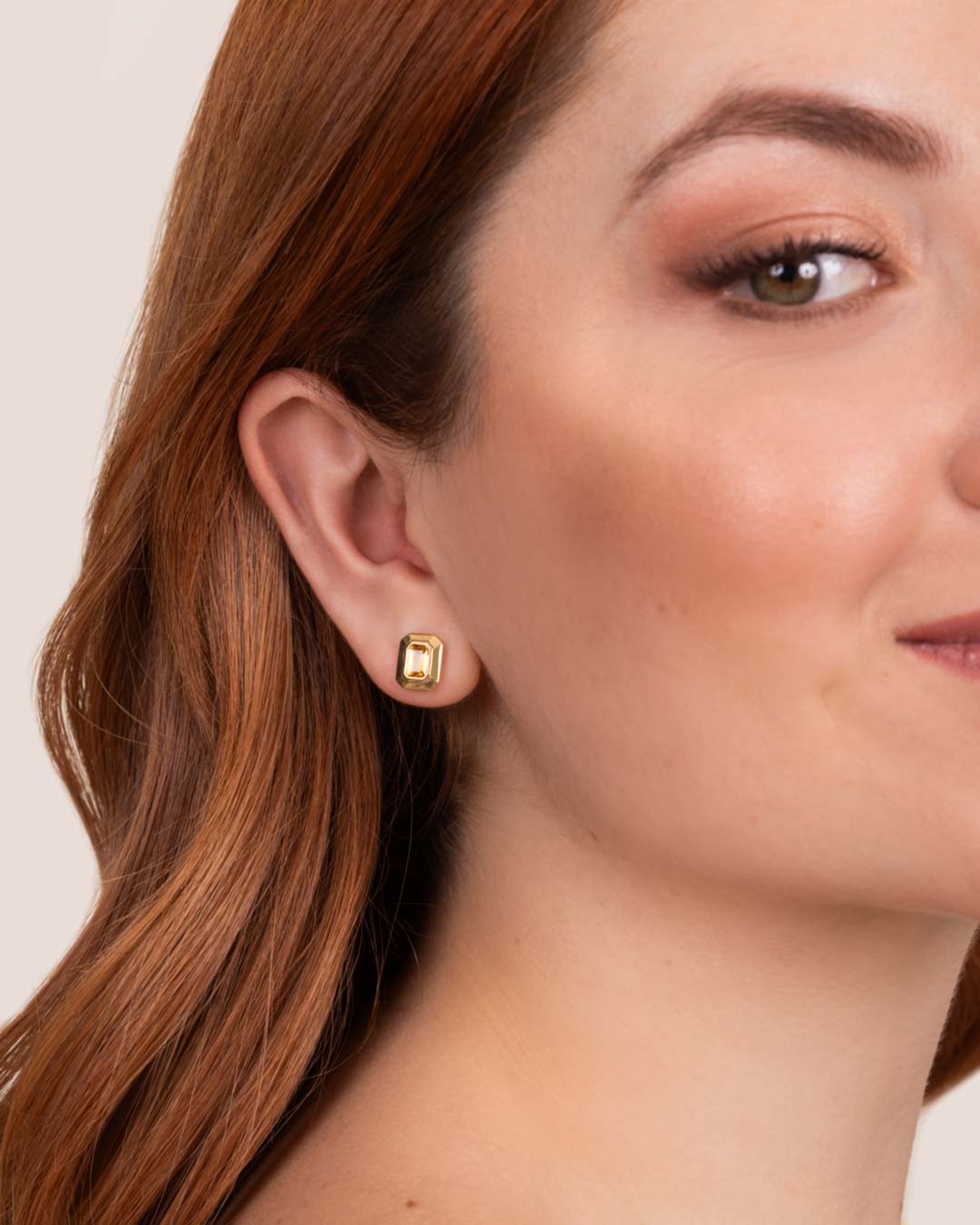 14K GOLD CITRINE PLAIN EARRINGS