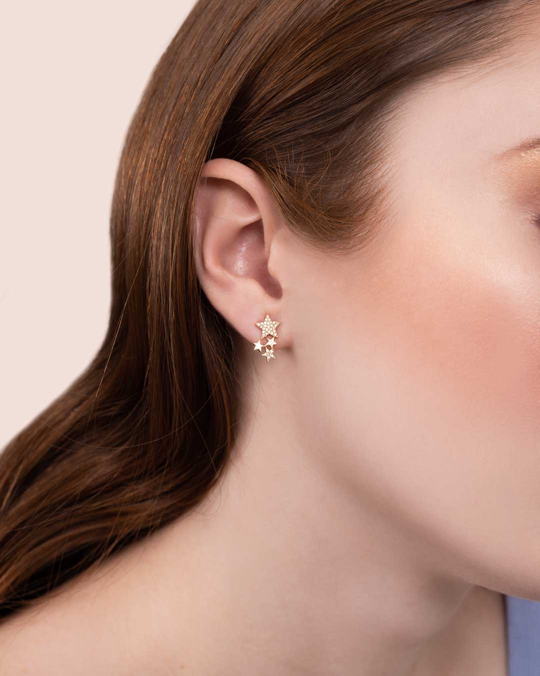 14K GOLD MULTI STAR EARRINGS