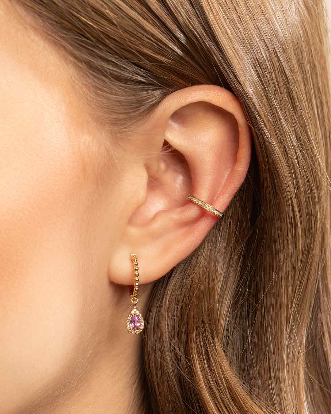 D0.08 14KY PINK SAPPHIRE DIAMOND EARRING