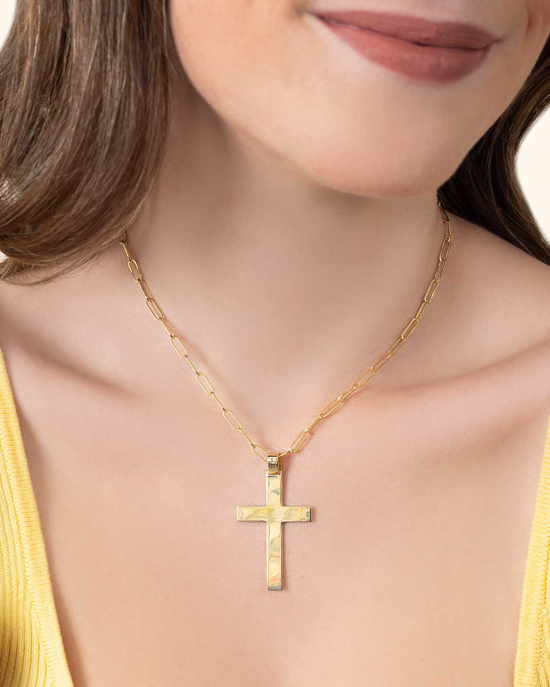 14KY CRUCIFIJO LISO GRANDE