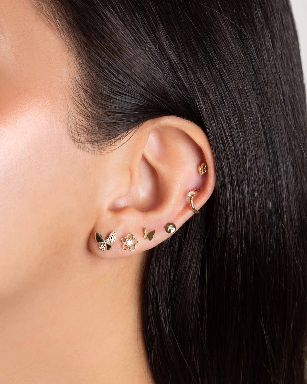 PIERCING FLOWER PETALS DOWNWARDS IN 14KT YELLOW GOLD