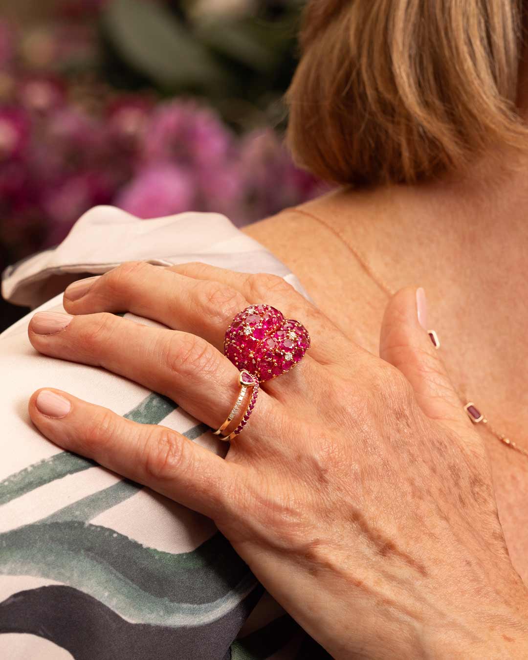 18K ROSE GOLD BOMBE RING WITH RUBY