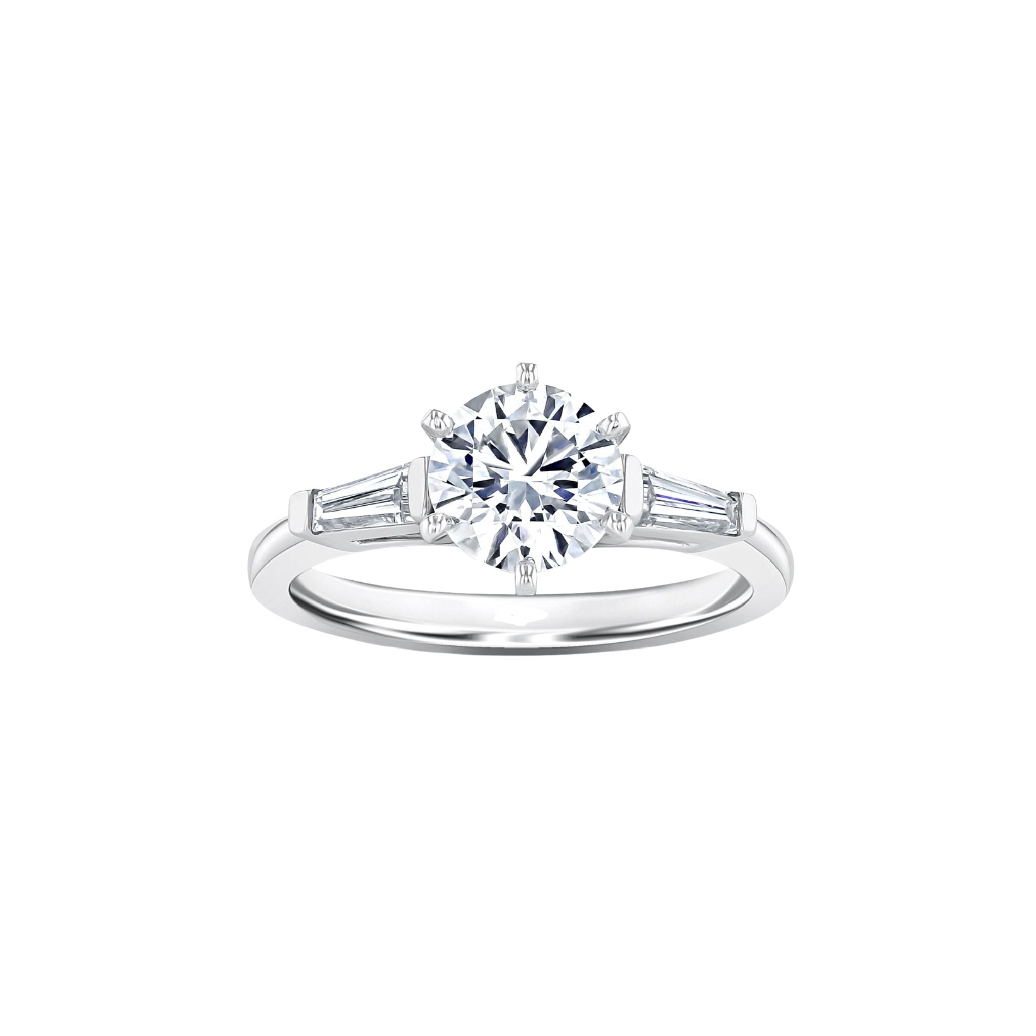 D0.16CT 14KW DOUBLE BAGUETTE DIAMOND ENGAGEMENT RING T6.5