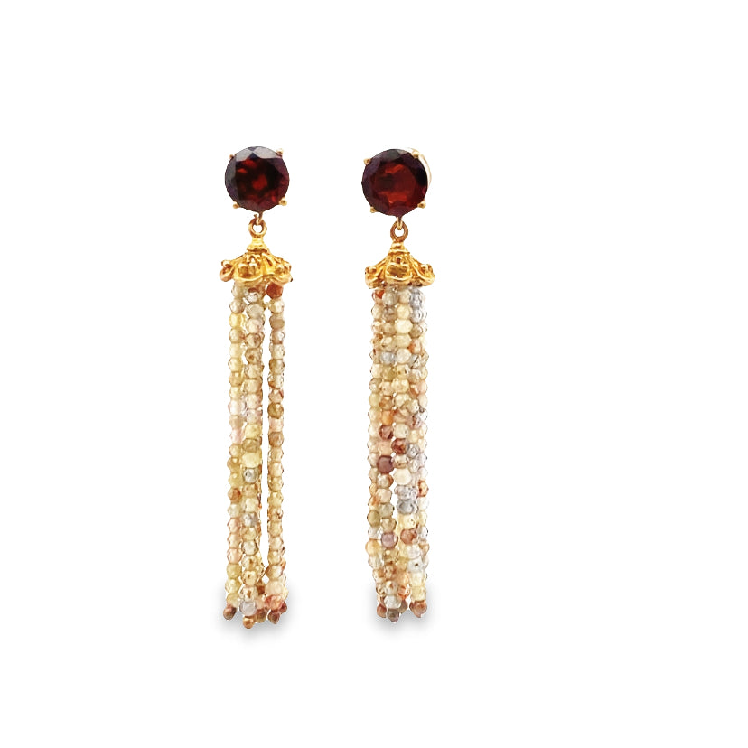 ARETES TASSELS CON PIEDRAS