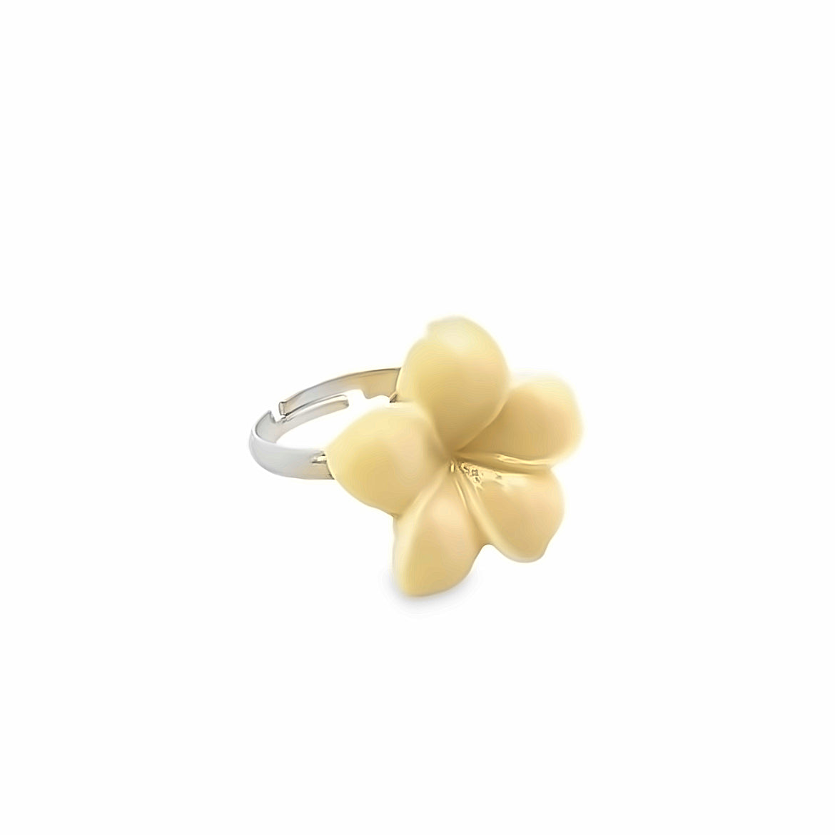 925 SILVER RING PLUMERIA FLOWER SYNTHYTIC WHITE CORAL RING