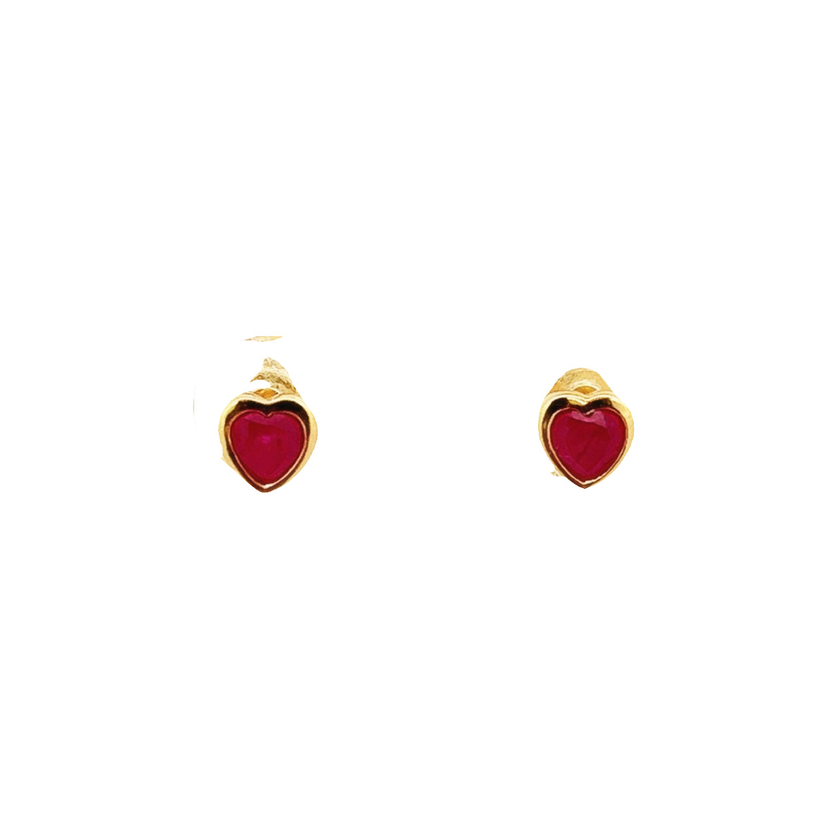 14K GOLD HEART RUBY STUDS