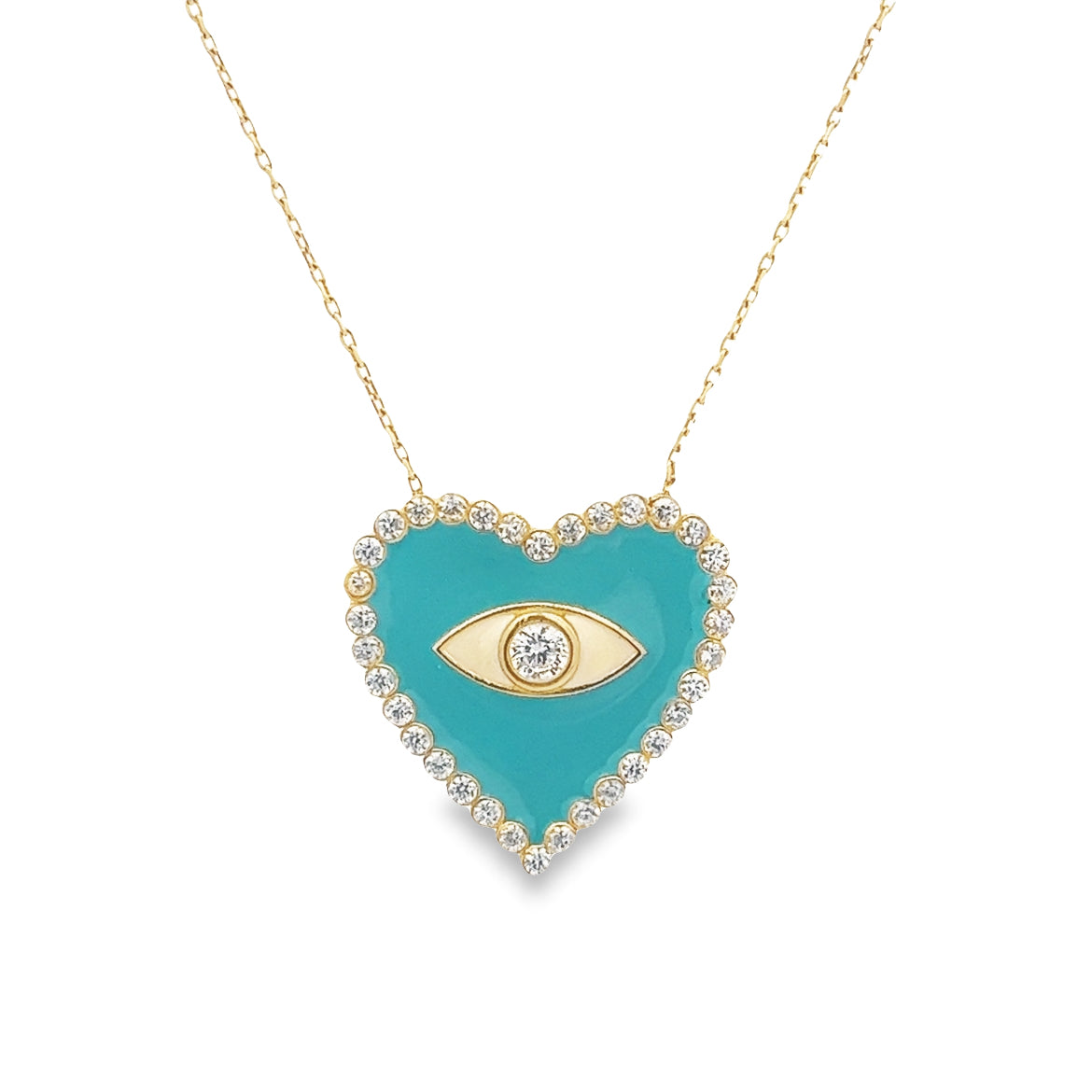 CADENA CORAZON ESMALTE Y OJO TURCO