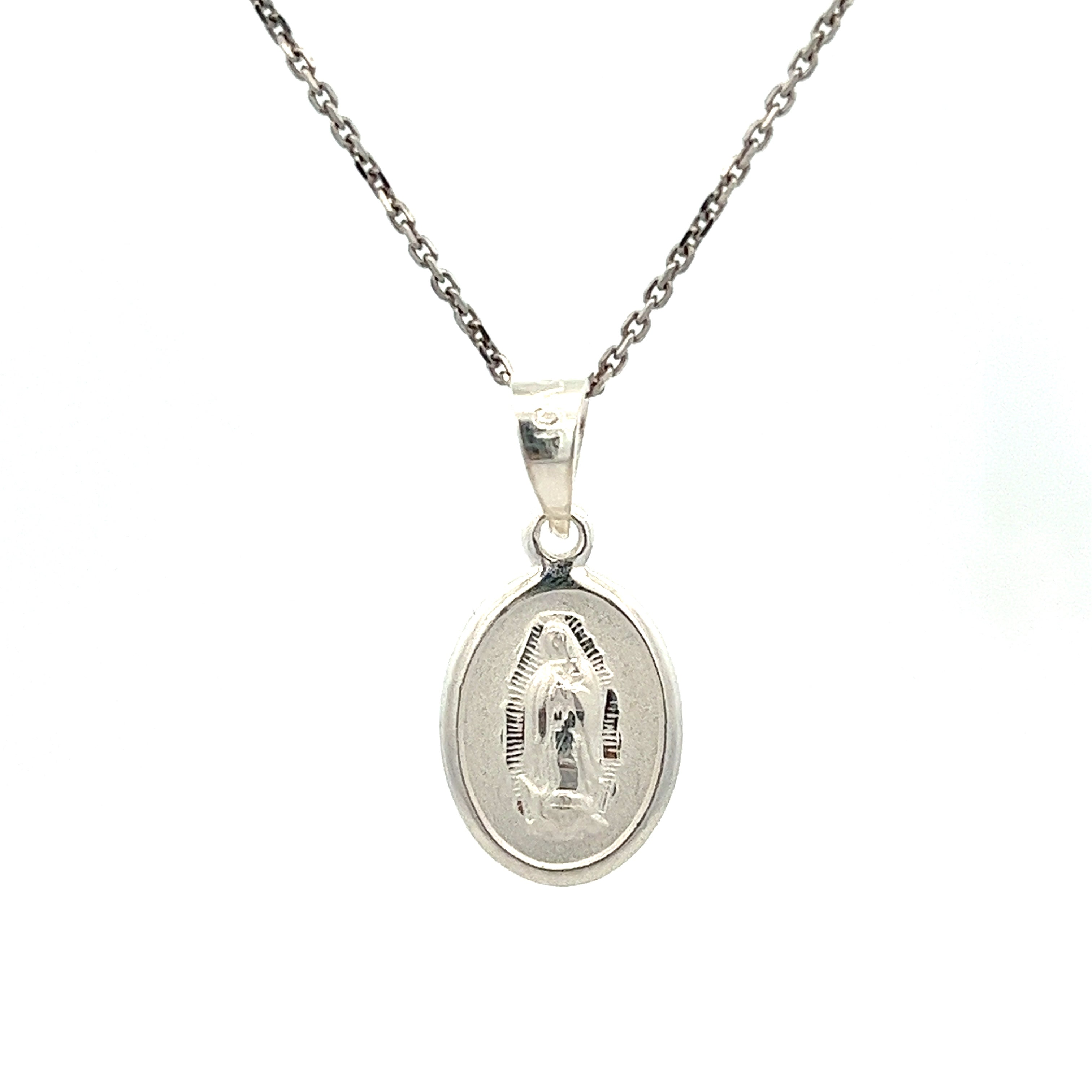 925 SILVER PLATED VIRGING OF GUADALUPE AND CHRIST SAMALL MEDAL