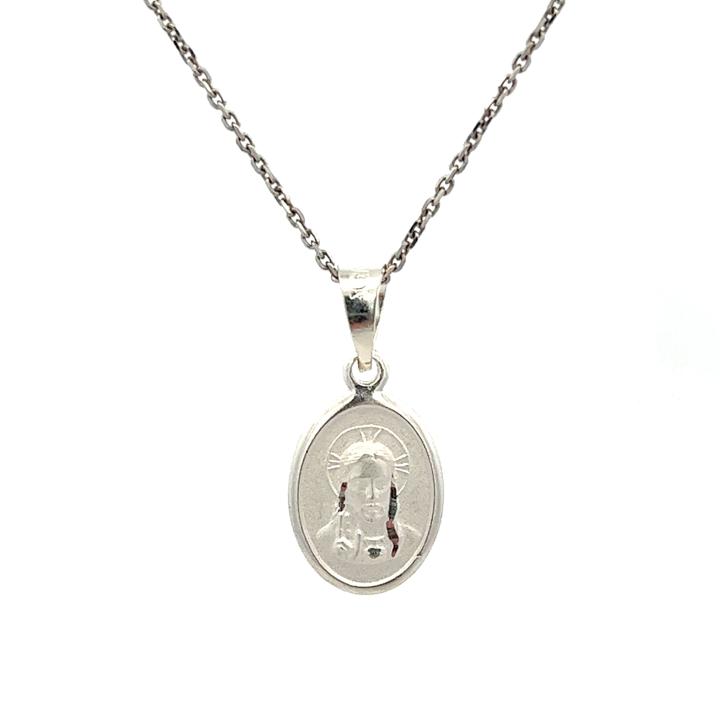 925 SILVER PLATED VIRGING OF GUADALUPE AND CHRIST SAMALL MEDAL