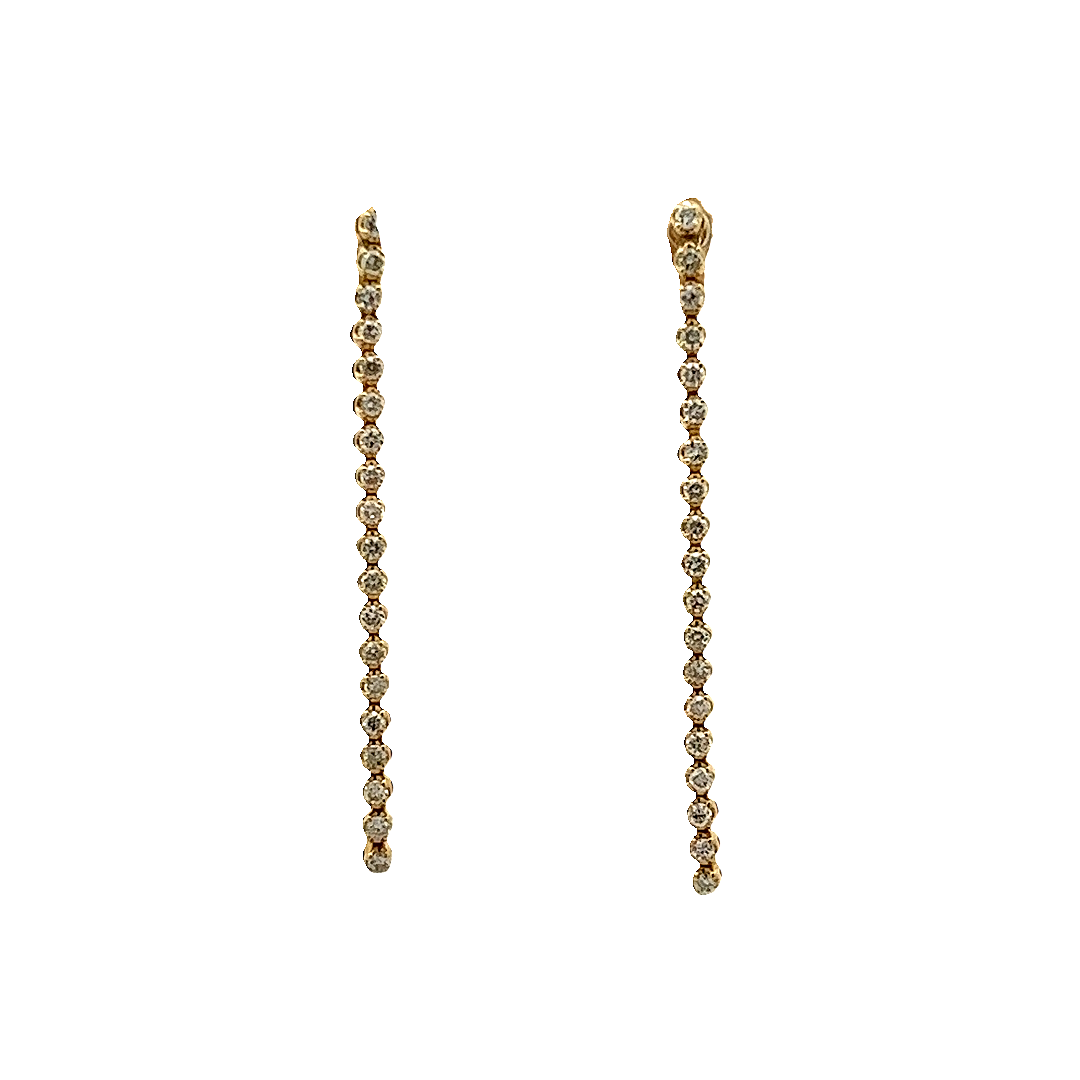 14K GOLD LINE DIAMOND TENNIS EARRINGS