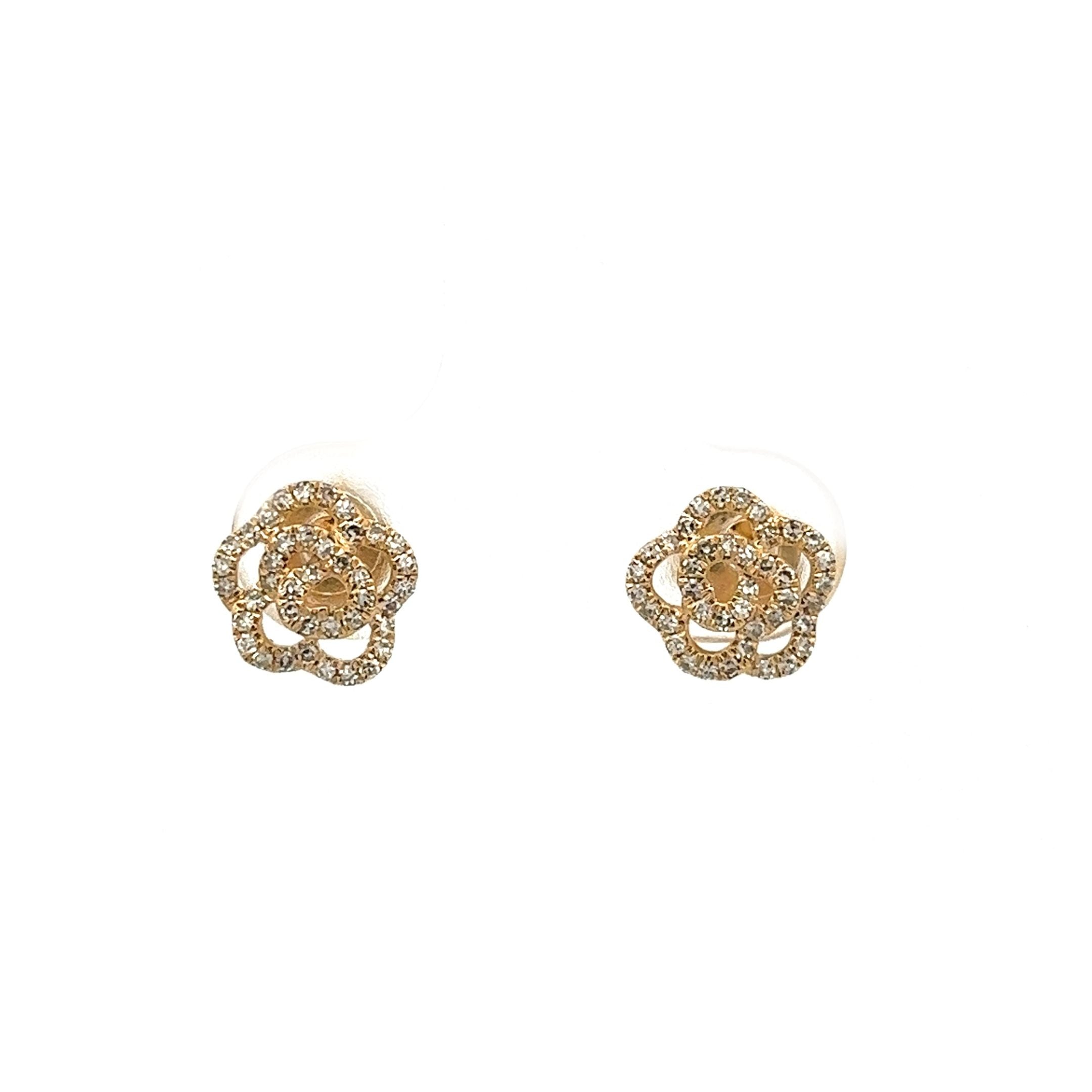 14K GOLD DIAMOND FLOWER EARRINGS