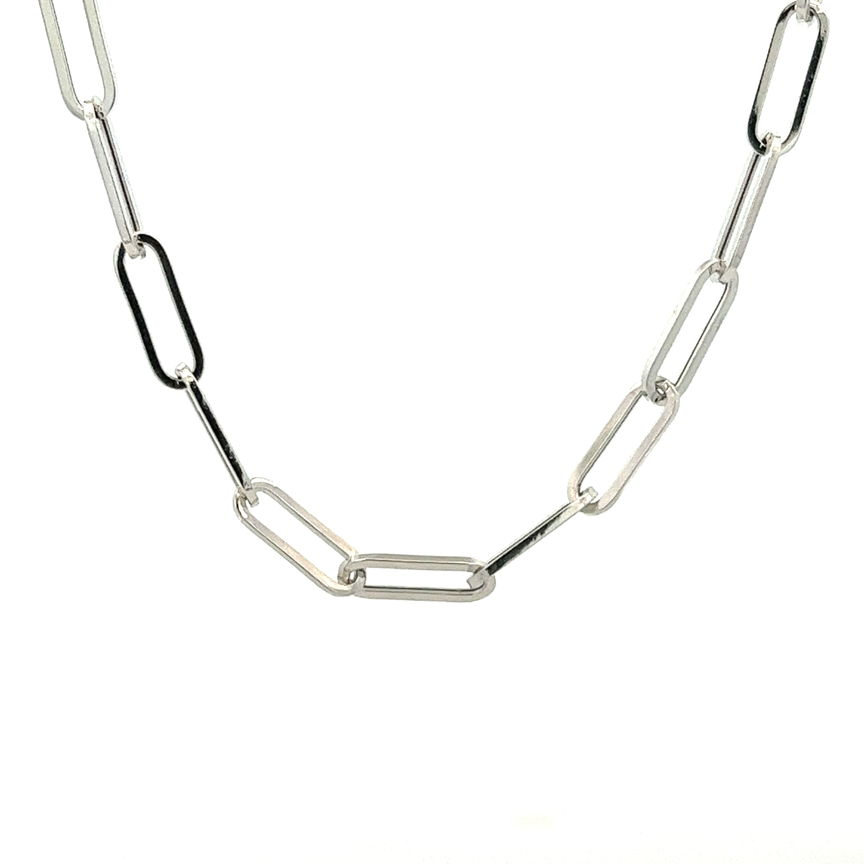 14K WHITE GOLD PAPER CLIP CHAIN