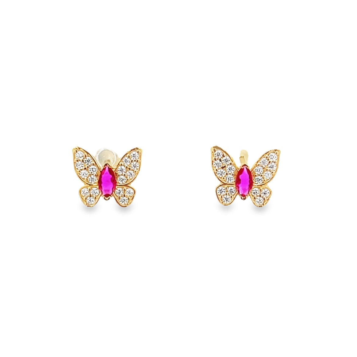 14K GOLD BUTTERFLY EARRINGS WITH CRYSTALS