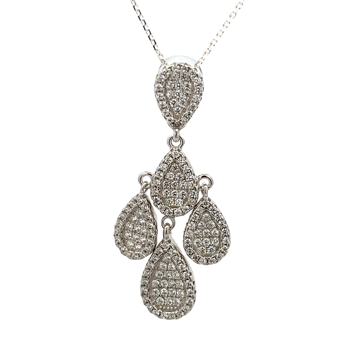 925 SILVER PLATED MULTIPLE DANGLING TEARDROP PENDANT
