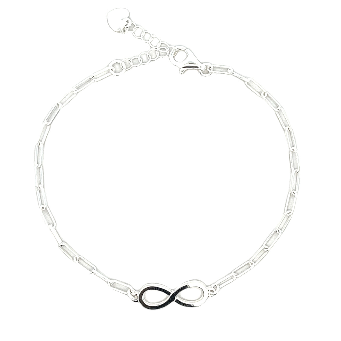 925 SILVER PLATED INFINITY CHARM PAPER CLIP BRACELET