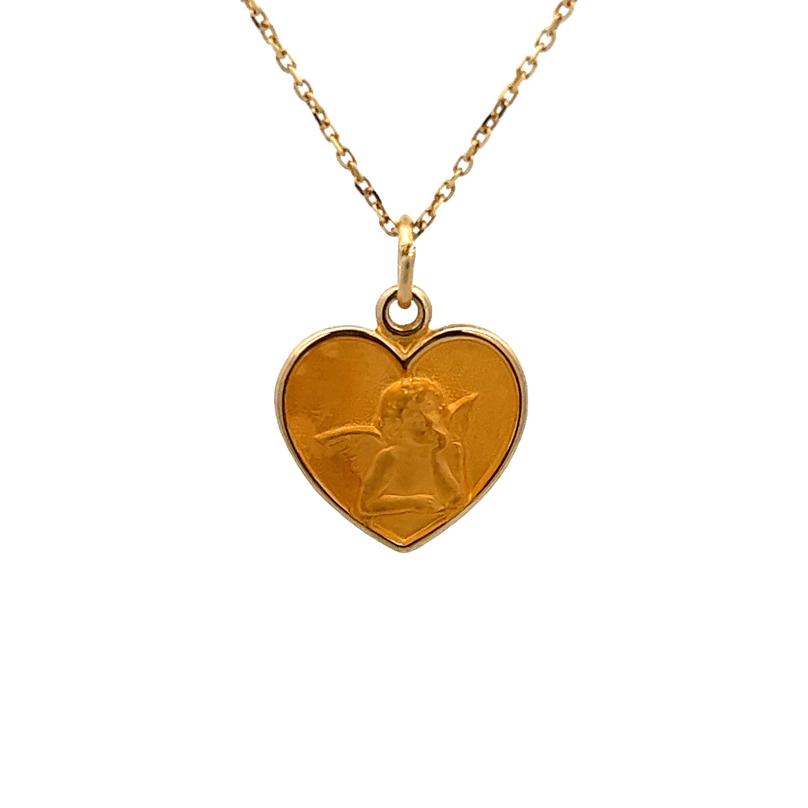14K GOLD HEART WITH ANGEL MEDAL