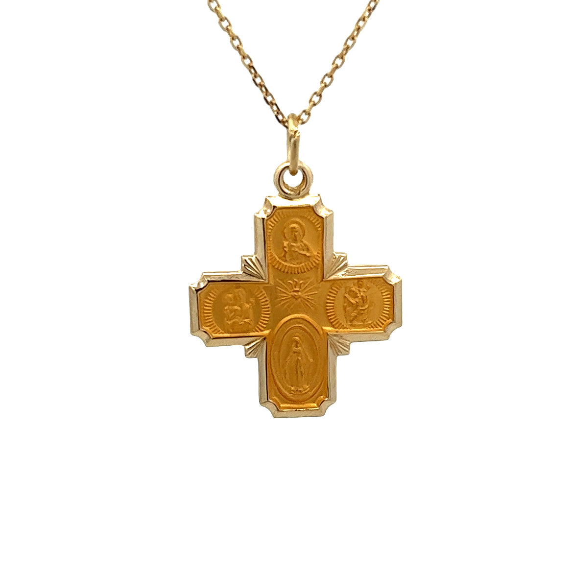 14K GOLD MULTI SAINT CROSS