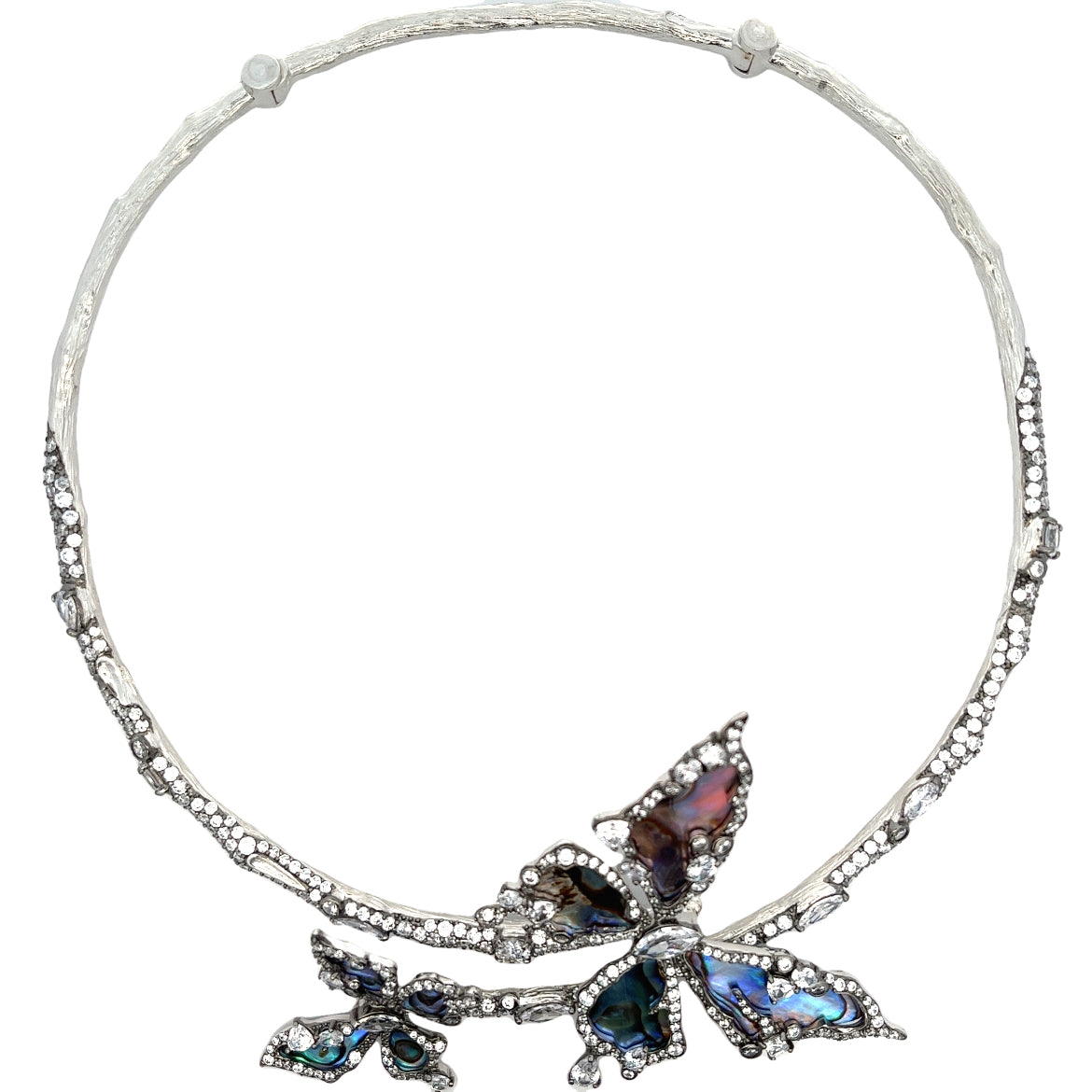 925 SILVER PLATED NECKLACE CENTER ABALONE SHELL