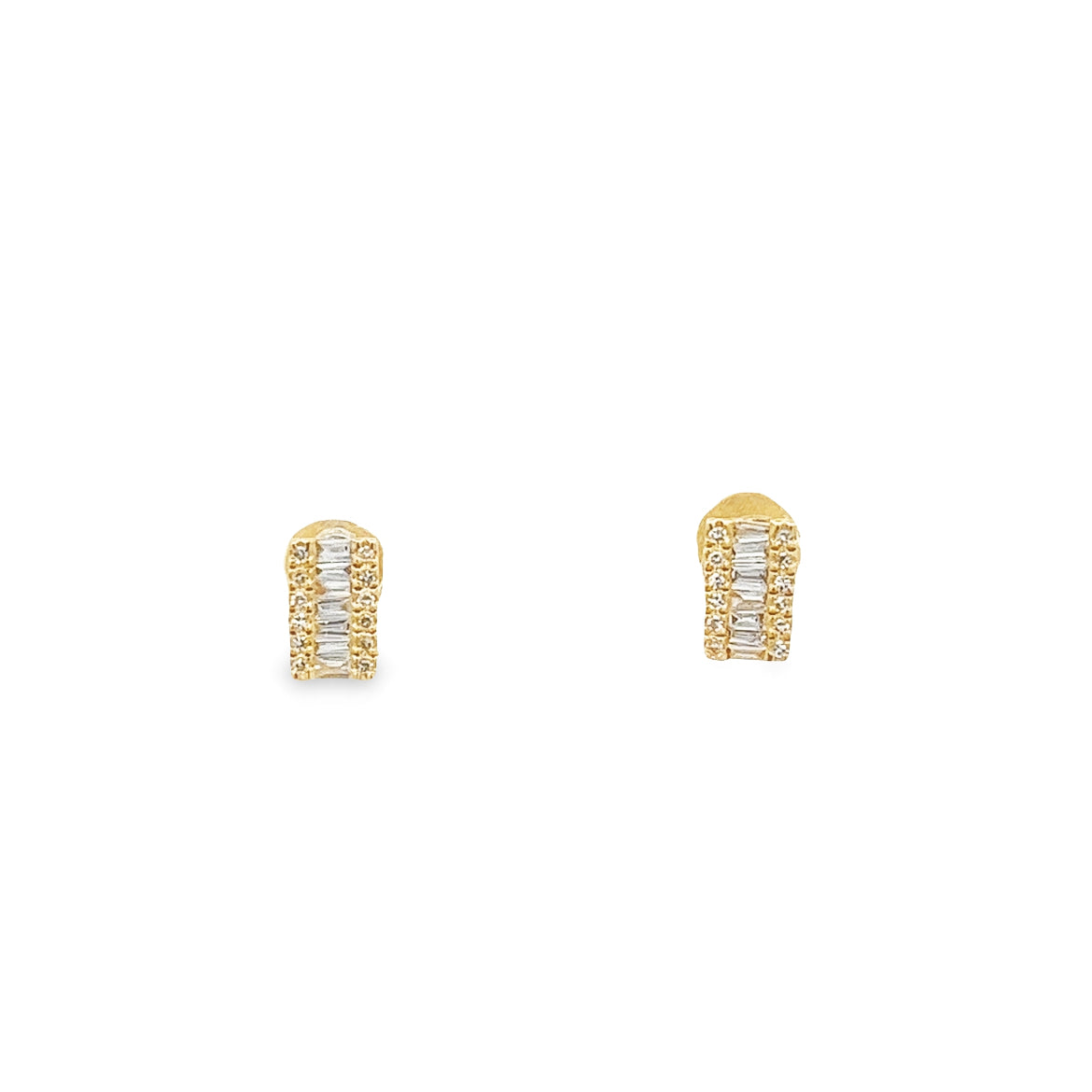 14K GOLD BAGUETTE BAR EARRINGS