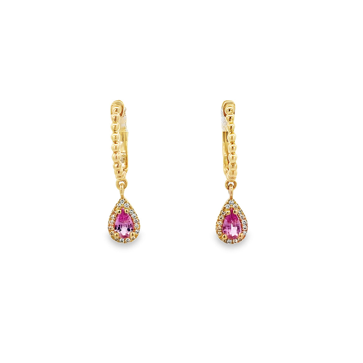 D0.08 14KY PINK SAPPHIRE DIAMOND EARRING
