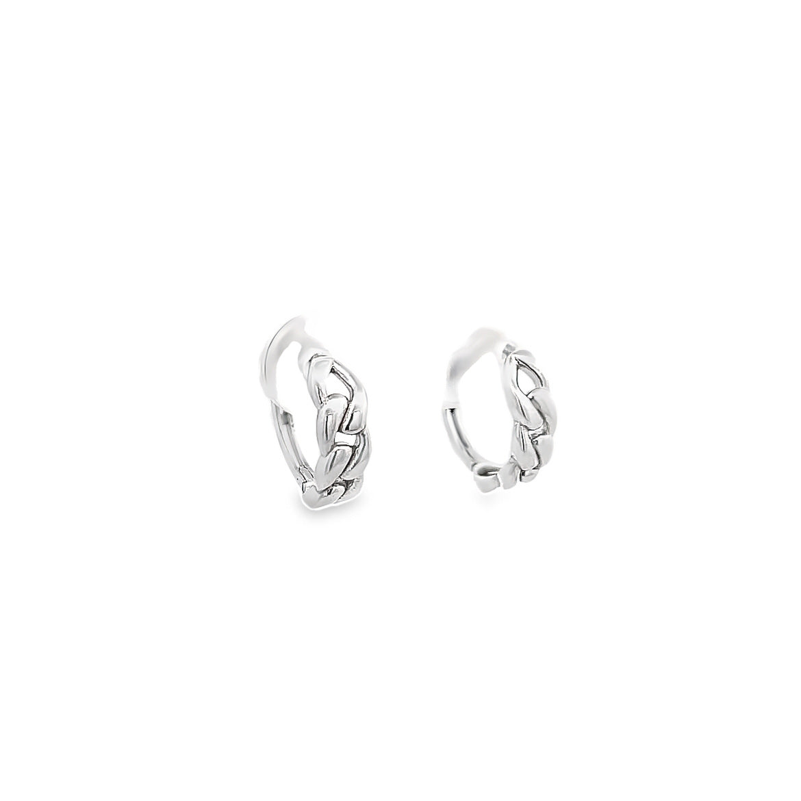 18K WHITE GOLD LINK HUGGIES