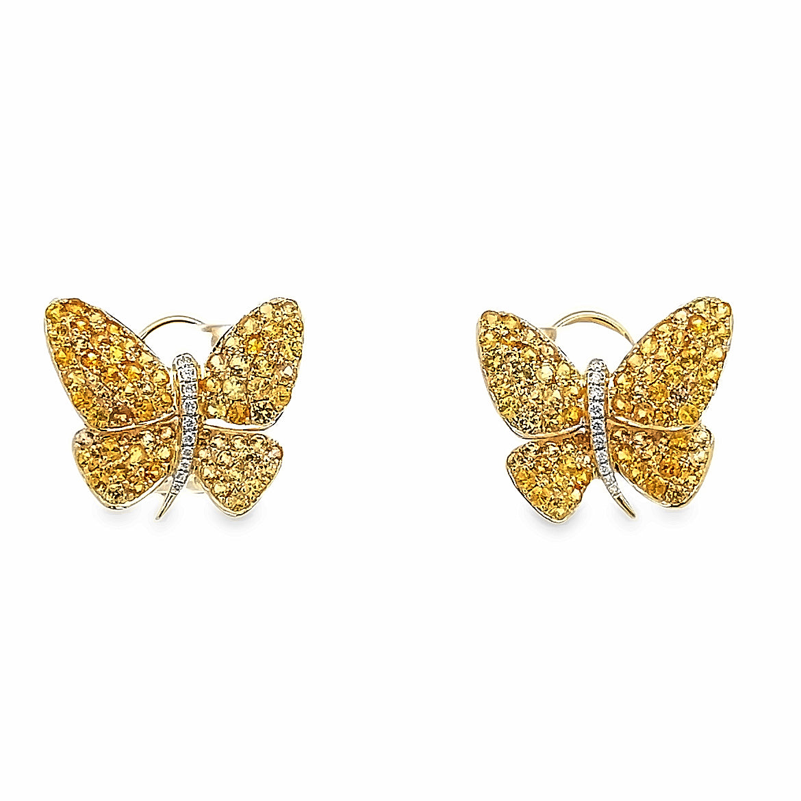 18K GOLD BUTTERFLY EARRINGS WITH YELLOW SAPPHIRE