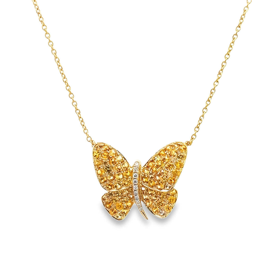 18K GOLD BUTTERFLY NECKLACE WITH YELLOW SAPPHIRE