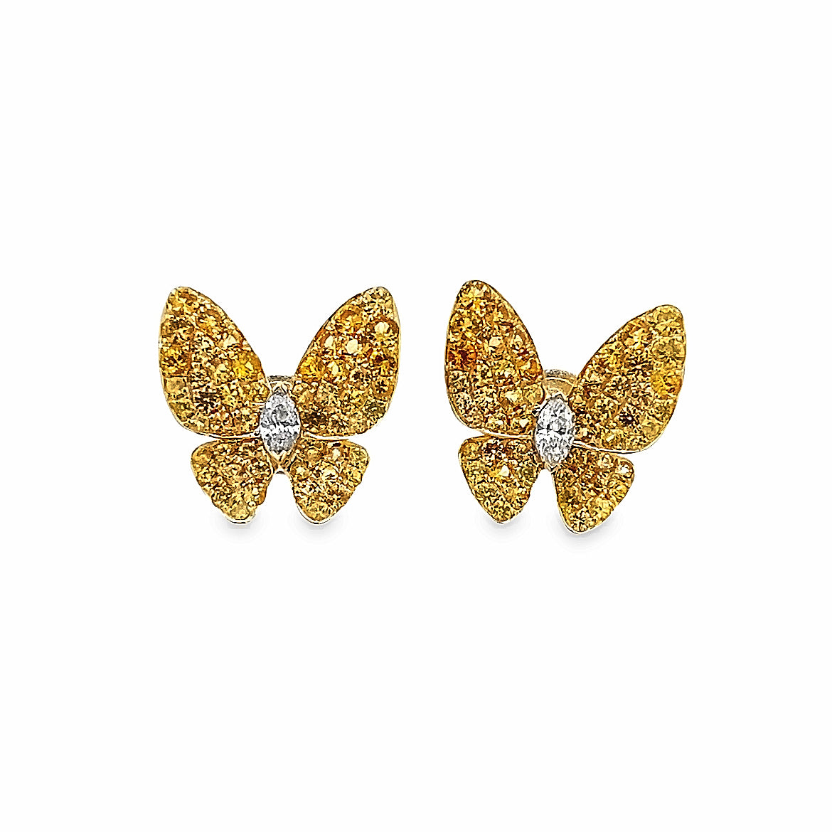 18K GOLD BUTTERFLY EARRINGS WITH YELLOW SAPPHIRE