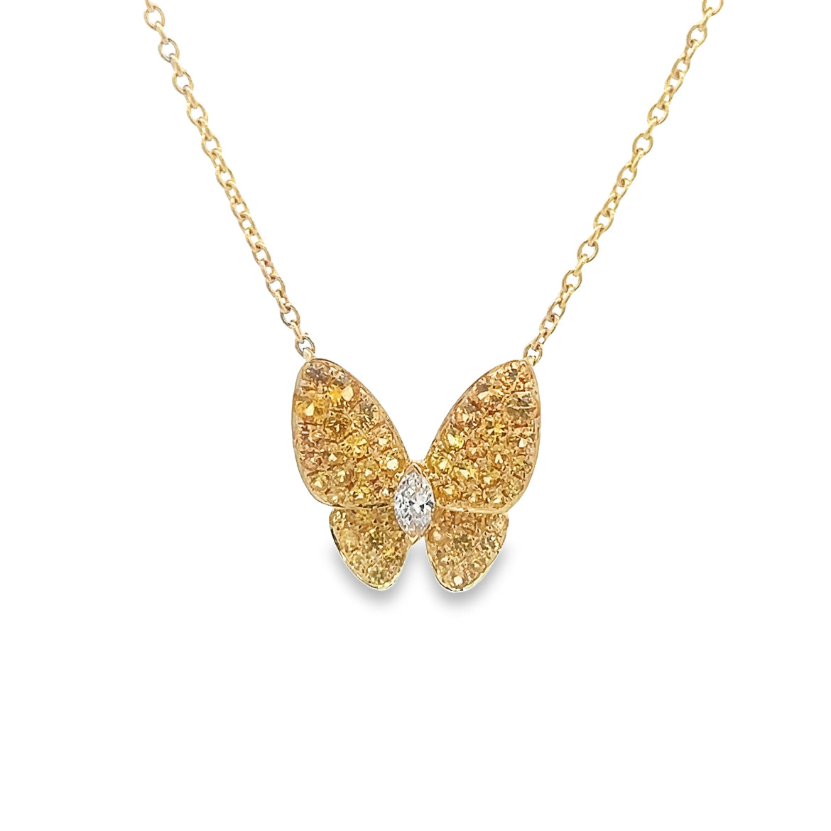 18K GOLD BUTTERFLY NECKLACE WITH YELLOW SAPPHIRE