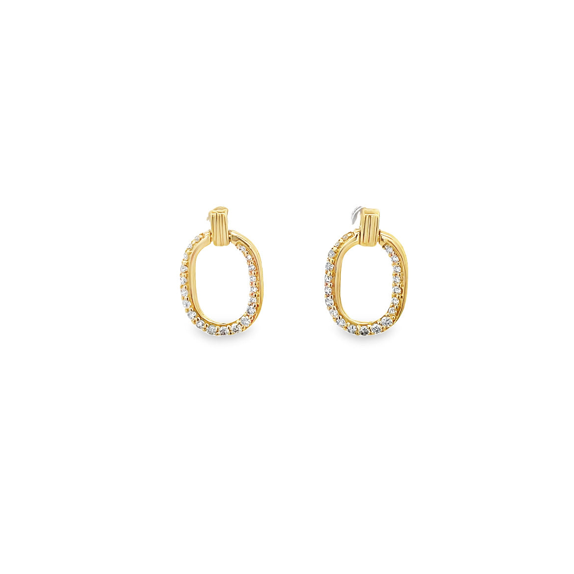 18K GOLD DIAMOND OVAL EARRINGS