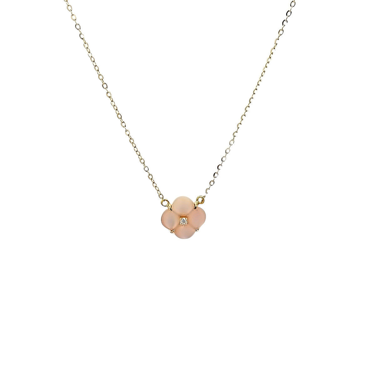 18K GOLD FLOWER SMALL NECKLACE WITH PINK MOTHER OF PEARL