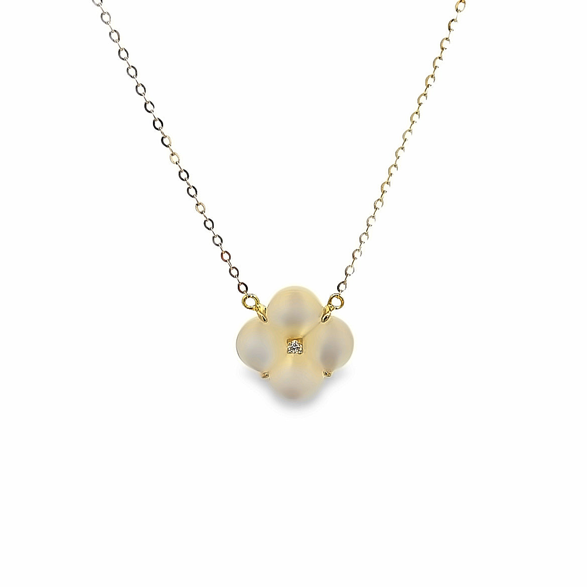 18K GOLD FLOWER MEDIUM NECKLACE WITH MOTHER OF PEARL