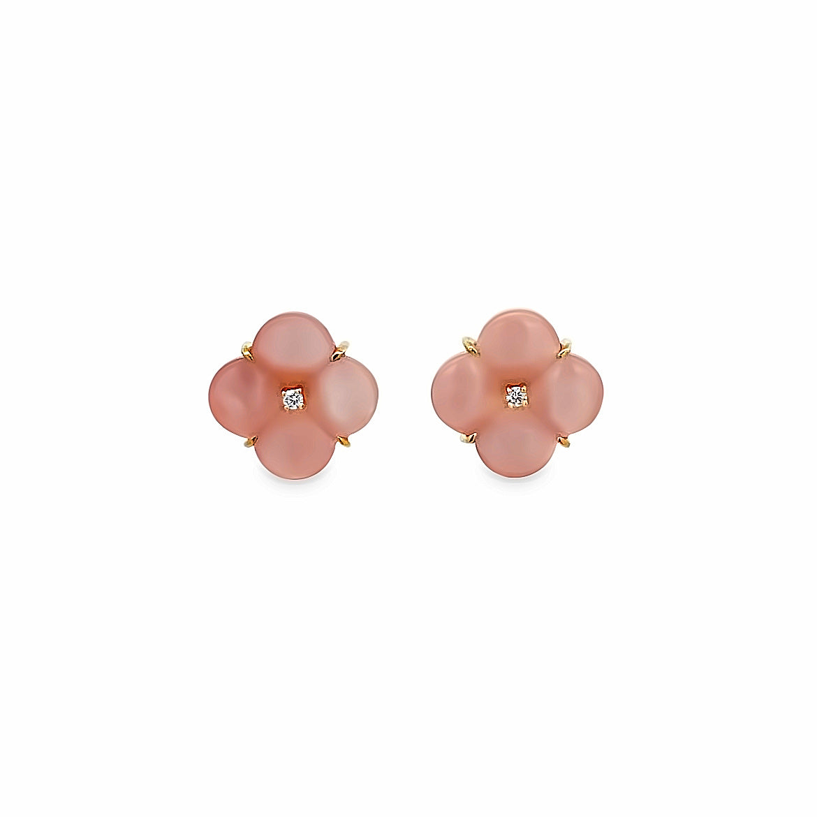 18K GOLD FLOWE MEDIUM EARRINGS WITH PINK MOTHER OF PEARL