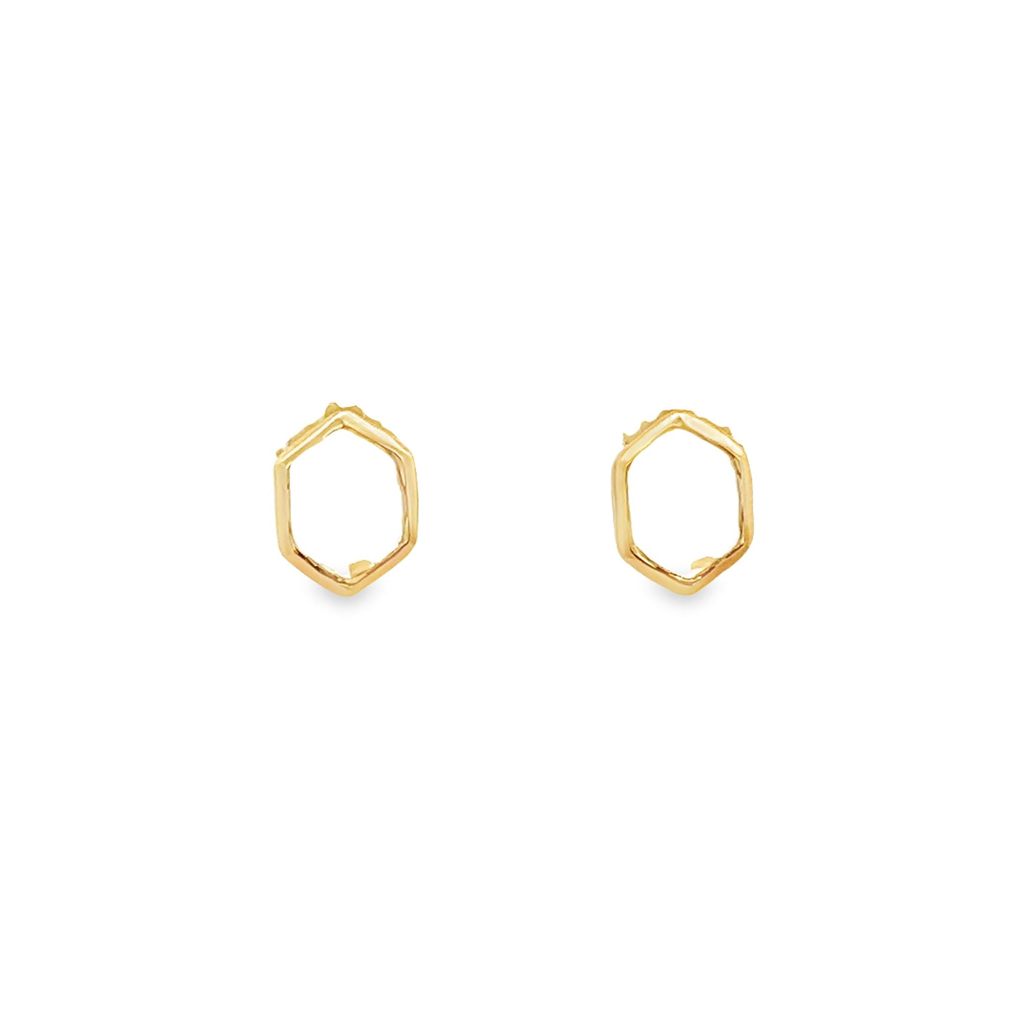 HEXAGONAL BEZEL ROCK CRYSTAL EARRING SET IN 925 YELLOW GOLD PLATED