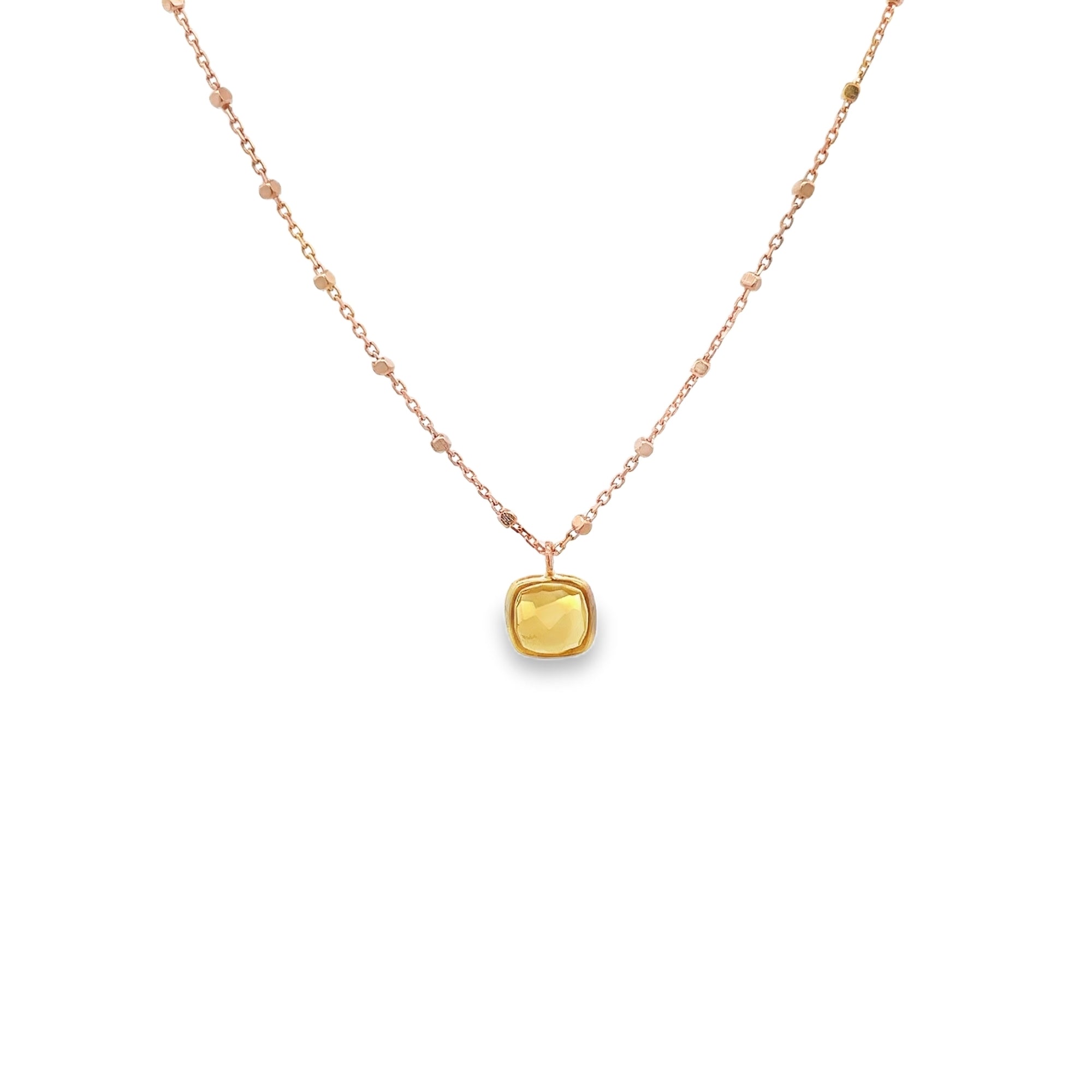 925RG CUSHION SHAPE BEZEL PENDANT CITRINE DARK NECKLACE