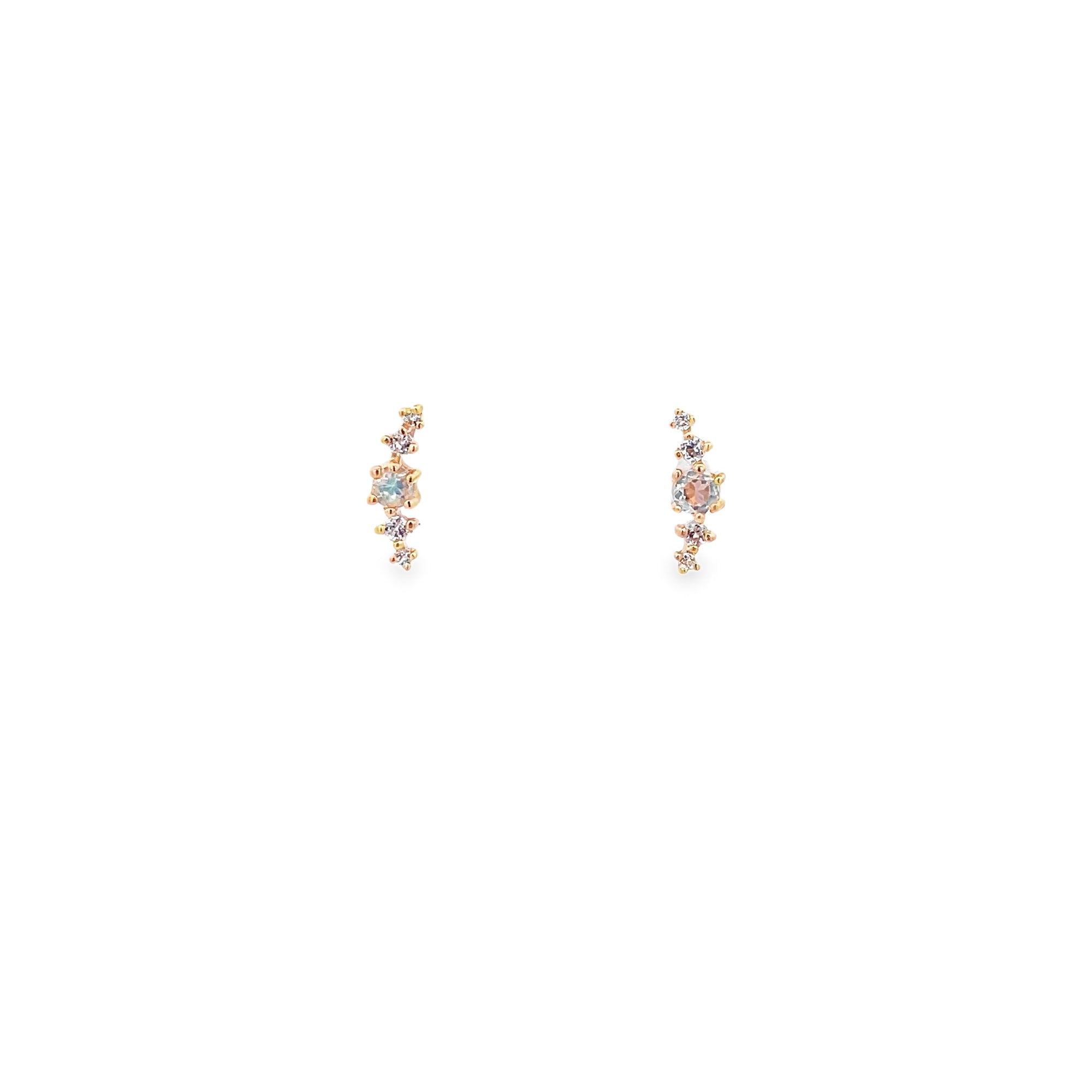 925YG CLUSTER TOPAZ WHITE MOONSTONE EARRING