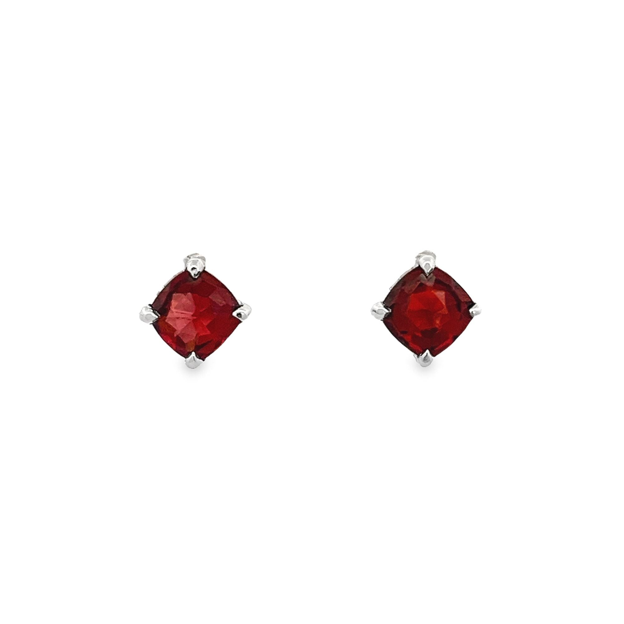 925SL CUSHION CUT GARNET EARRING