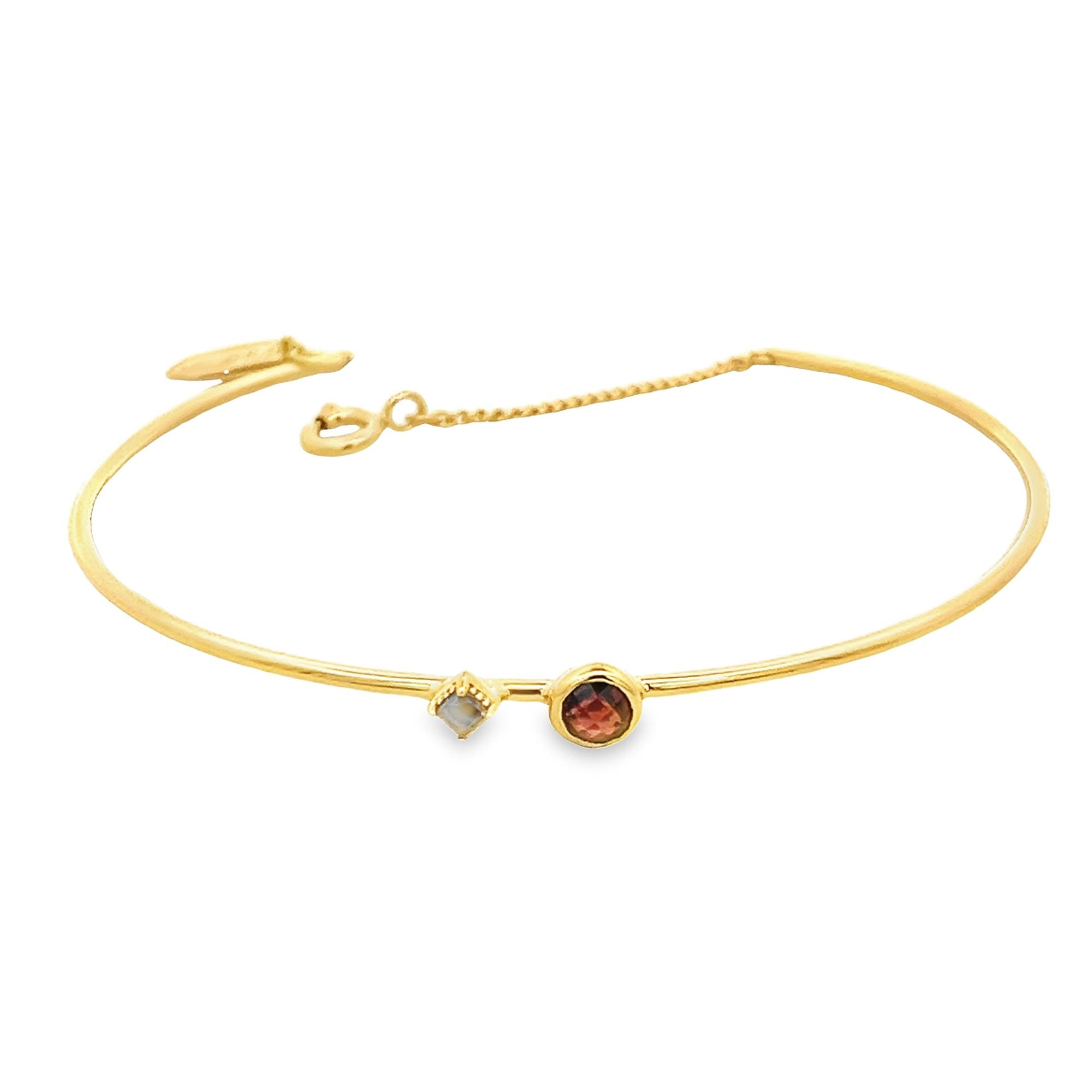 925YG TWO STONE GARNET IOLITE BANGLE