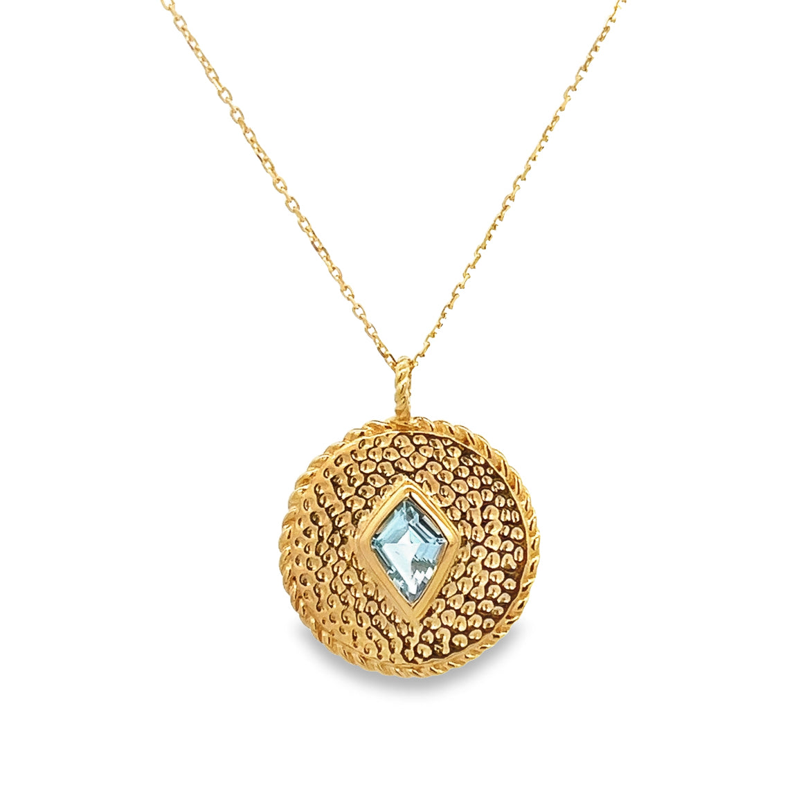 925YG COIN ROMBO TOPAZ BLUE SKY NECKLACE