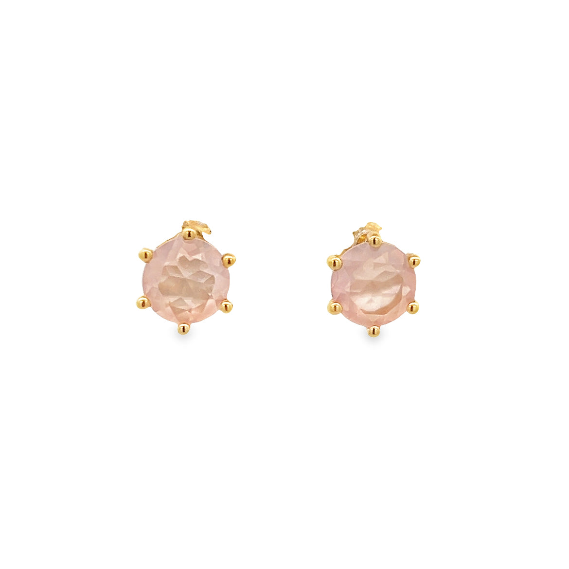 925YG HEXAGONAL ROSE QUARTZ EARRING