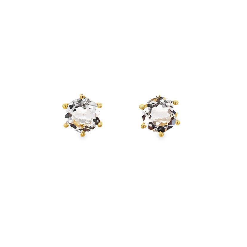 925YG HEXAGONAL ROCK CRYSTAL EARRING