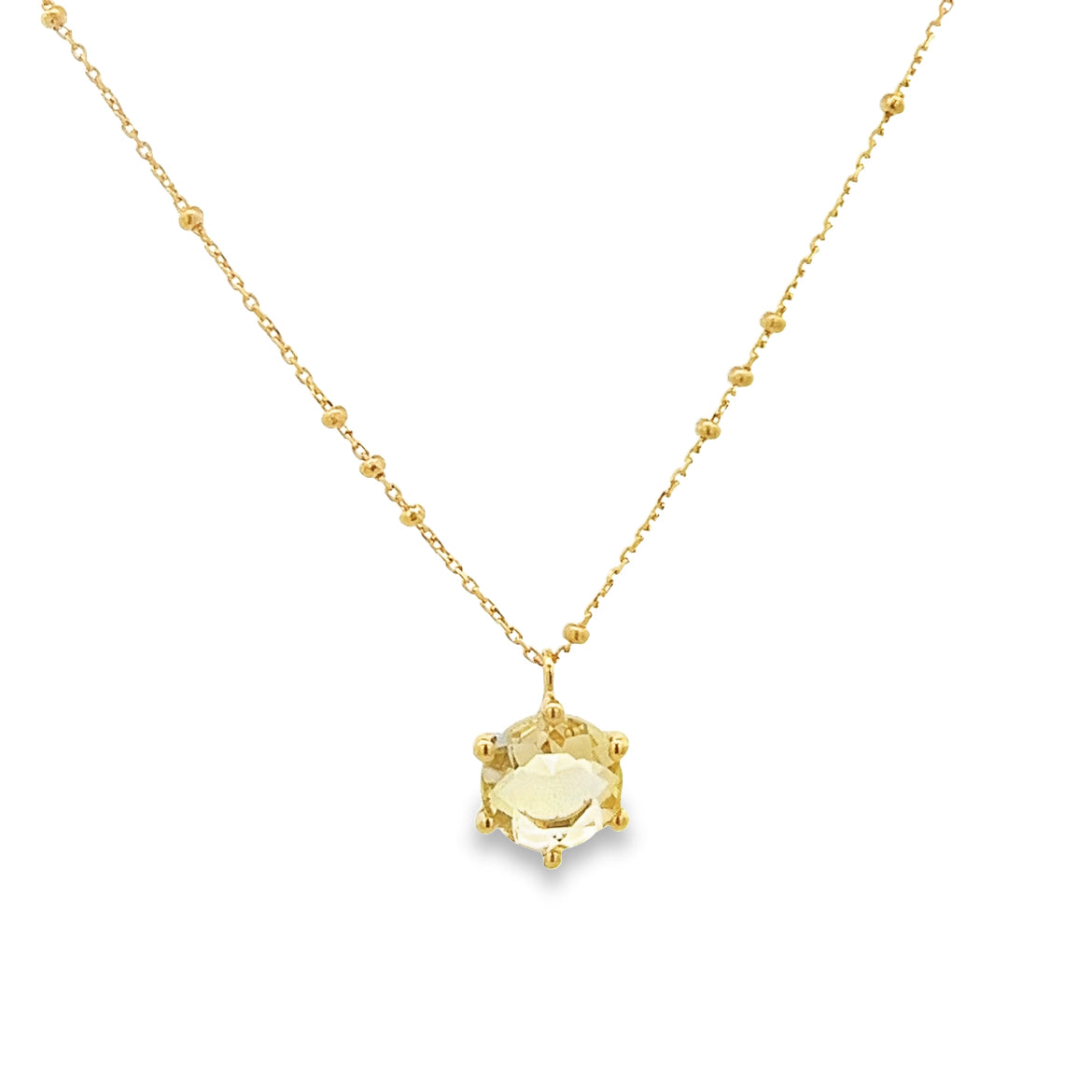 925 SILVER GOLD LEMON QUARTZ NECKLACE