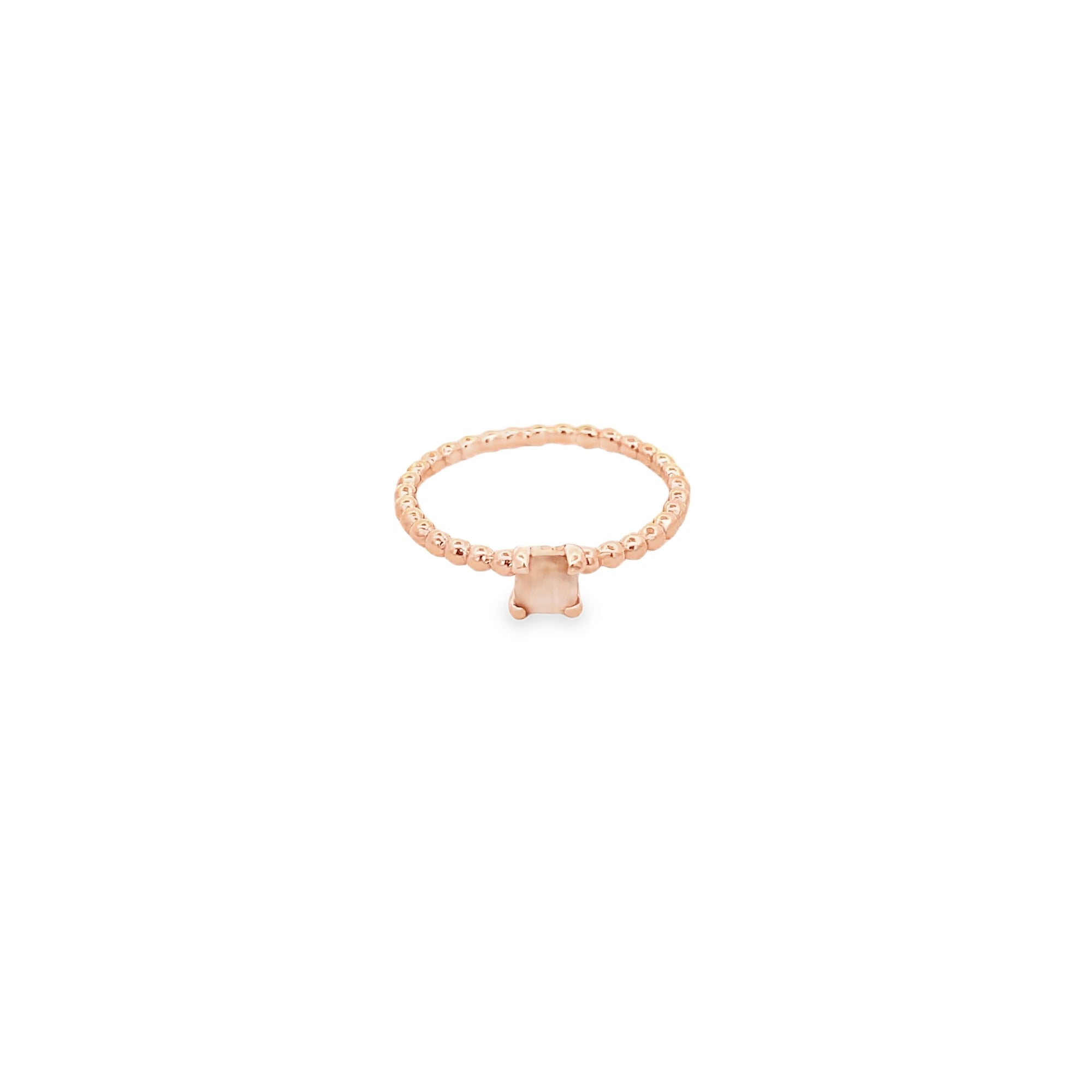 PEACH MOONSTONE BEADED RING SET IN 925 ROSE GOLD PLATED