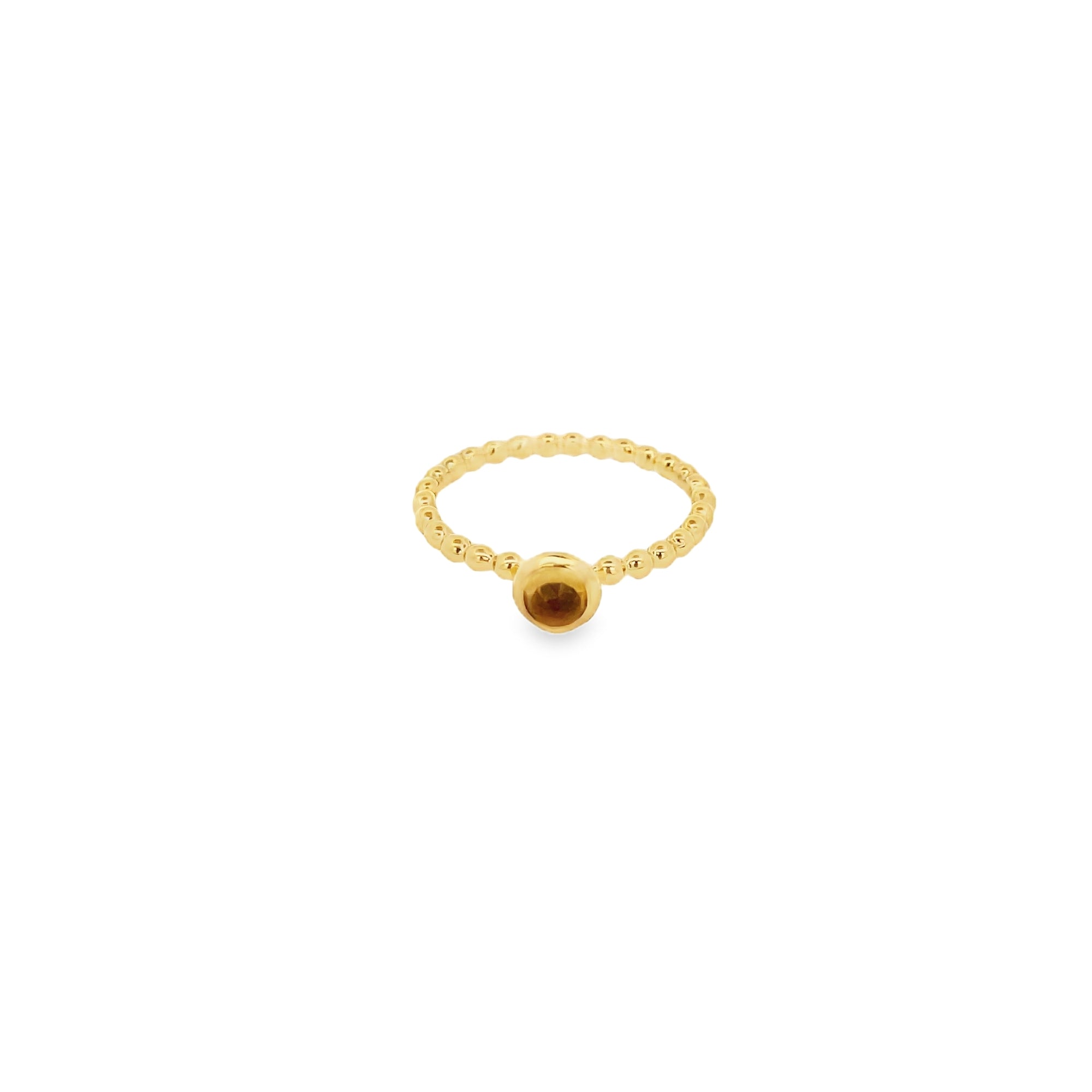 CITRINE BEADED BEZEL RING SET IN 925 GOLD PLATED