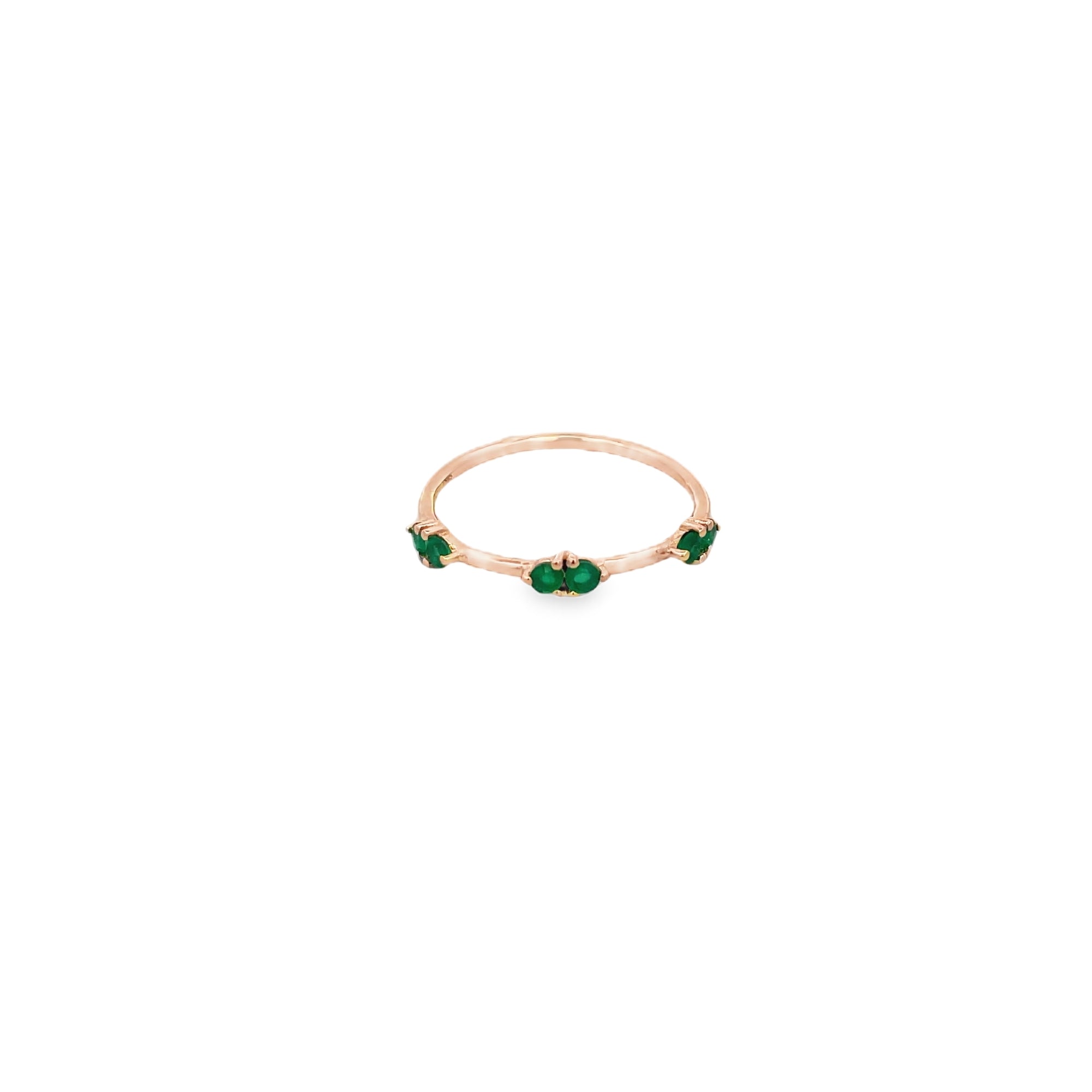 GREEN ONYX SIX STONE RING SET IN 925 ROSE GOLD PLATED