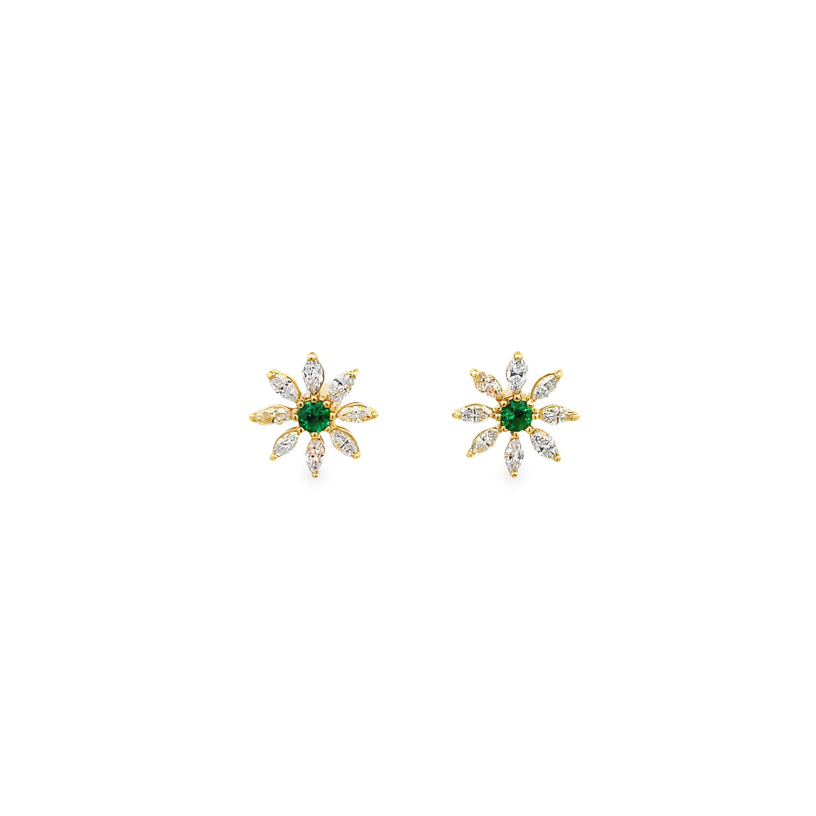D0.62CT 18KY FLOWER MARQUESITE EARRINGS EM0.16 CT