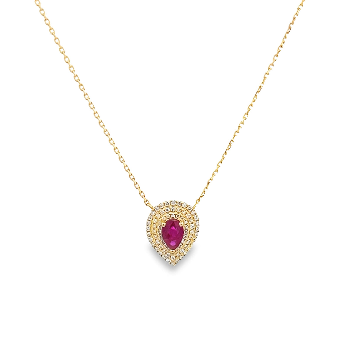 D0.25CT 18KY DROP HALO TRIPLE PAVE NECKLACE RU0.42 CT