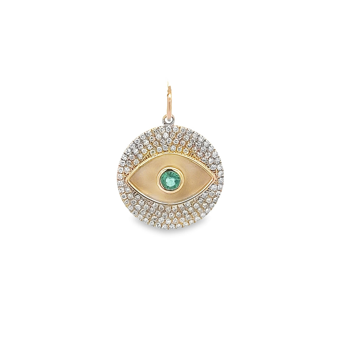 14K GOLD EVIL EYE CHARM PAVE DIAMOND