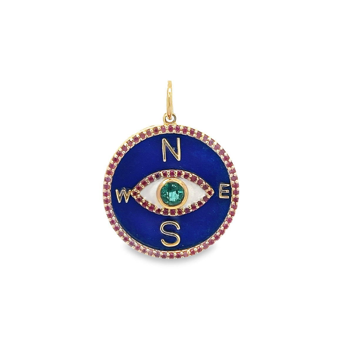 14KY COMPASS EVIL EYE PENDANT LL6.38CT