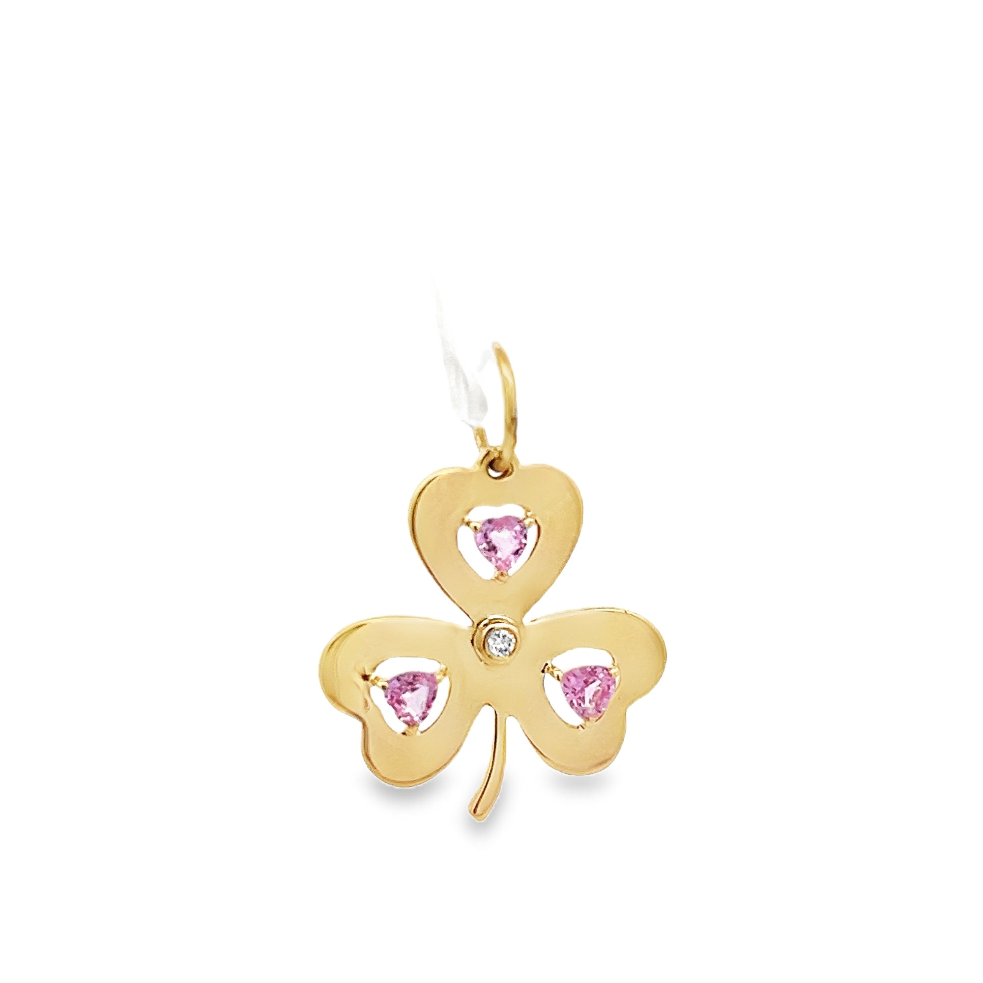 D0.02CT 14KY CLOVER TRIPLE HEART CHARM PS0.54CT